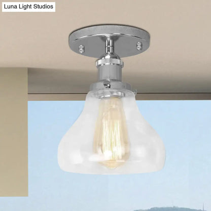 DecorBites™ DecorBites™ Farmhouse Cone Clear Glass Ceiling Lighting Fixture - Single Bulb Semi Flush Mount in Black/Brass/Copper