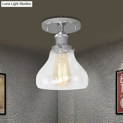 DecorBites™ DecorBites™ Farmhouse Cone Clear Glass Ceiling Lighting Fixture - Single Bulb Semi Flush Mount in Black/Brass/Copper