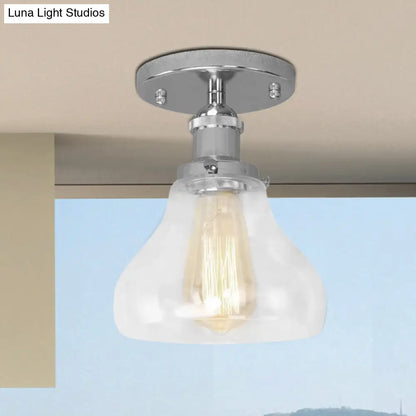 DecorBites™ DecorBites™ Farmhouse Cone Clear Glass Ceiling Lighting Fixture - Single Bulb Semi Flush Mount in Black/Brass/Copper