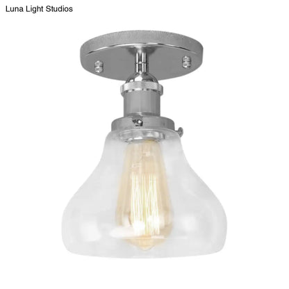 DecorBites™ DecorBites™ Farmhouse Cone Clear Glass Ceiling Lighting Fixture - Single Bulb Semi Flush Mount in Black/Brass/Copper