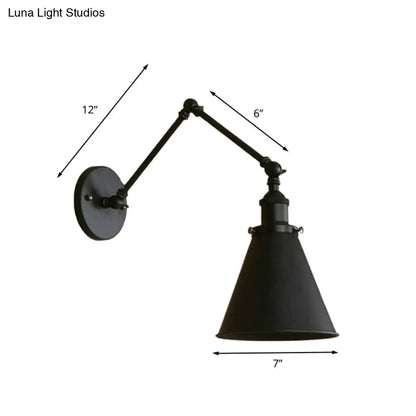 DecorBites™ Farmhouse Cone Wall Sconce - Black/Rust Iron Lighting Fixture for Bedroom