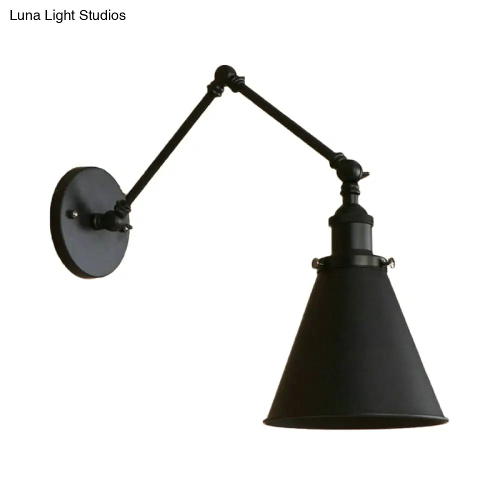 DecorBites™ Farmhouse Cone Wall Sconce - Black/Rust Iron Lighting Fixture for Bedroom