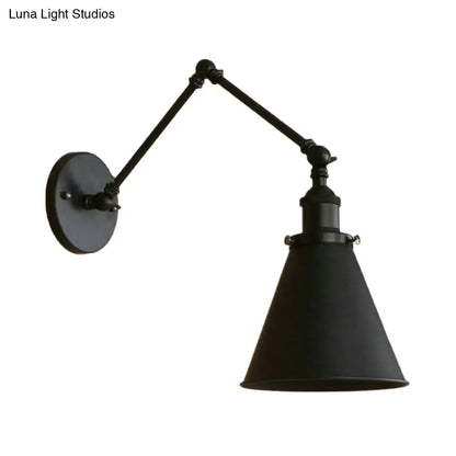 DecorBites™ Farmhouse Cone Wall Sconce - Black/Rust Iron Lighting Fixture for Bedroom