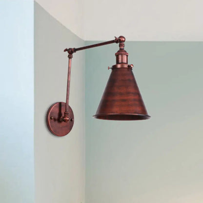 DecorBites™ Farmhouse Cone Wall Sconce - Black/Rust Iron Lighting Fixture for Bedroom