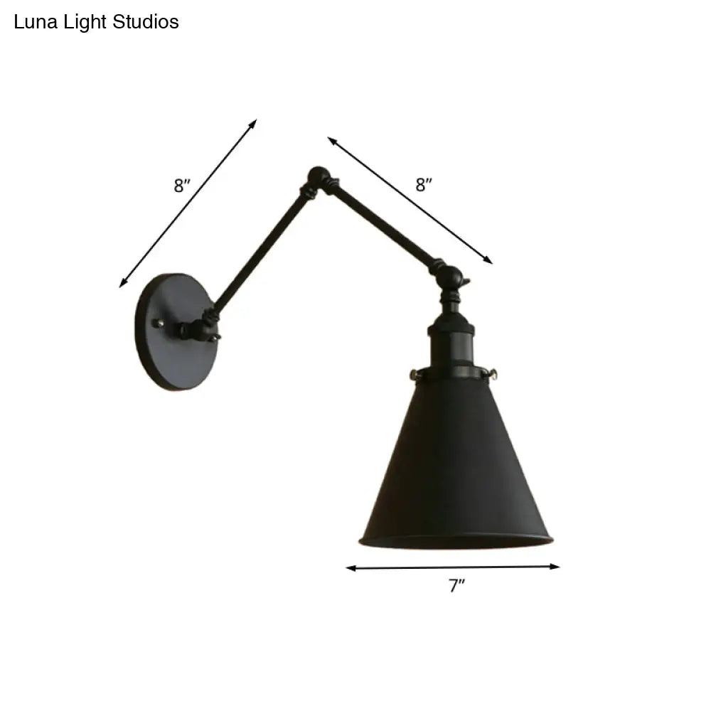 DecorBites™ Farmhouse Cone Wall Sconce - Black/Rust Iron Lighting Fixture for Bedroom