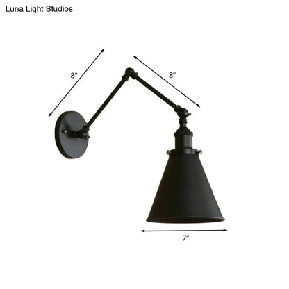 DecorBites™ Farmhouse Cone Wall Sconce - Black/Rust Iron Lighting Fixture for Bedroom