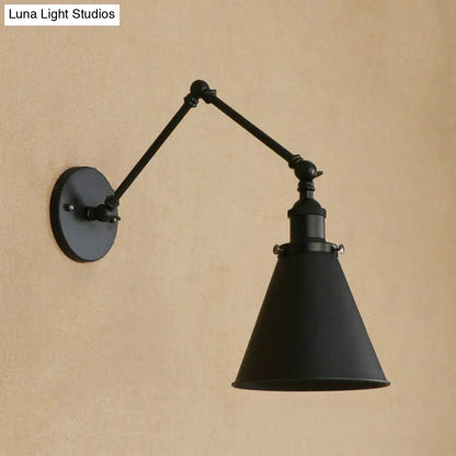 DecorBites™ Farmhouse Cone Wall Sconce - Black/Rust Iron Lighting Fixture for Bedroom