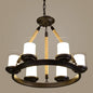 Farmhouse Cylindrical Suspension Lamp: Clear Glass Chandelier with Rope Arm