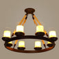 Farmhouse Cylindrical Suspension Lamp: Clear Glass Chandelier with Rope Arm