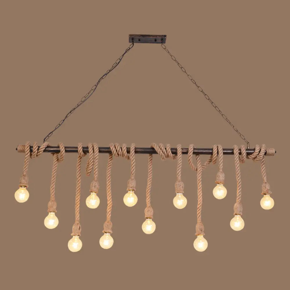 DecorBites™ Farmhouse Exposed Bulb Pendant Light with Wood Hemp Rope - Ideal for Restaurants