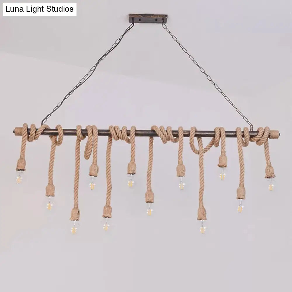 DecorBites™ Farmhouse Exposed Bulb Pendant Light with Wood Hemp Rope - Ideal for Restaurants