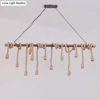 DecorBites™ Farmhouse Exposed Bulb Pendant Light with Wood Hemp Rope - Ideal for Restaurants