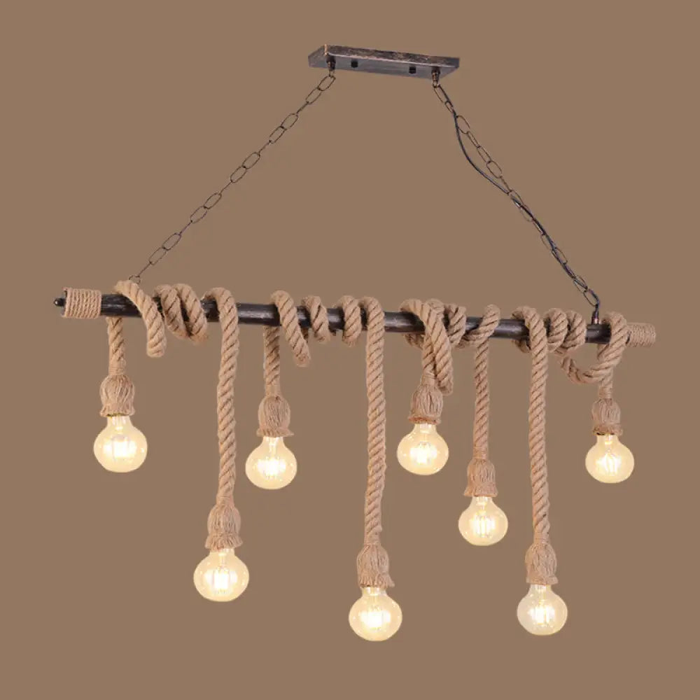 DecorBites™ Farmhouse Exposed Bulb Pendant Light with Wood Hemp Rope - Ideal for Restaurants