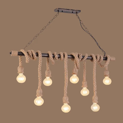 DecorBites™ Farmhouse Exposed Bulb Pendant Light with Wood Hemp Rope - Ideal for Restaurants