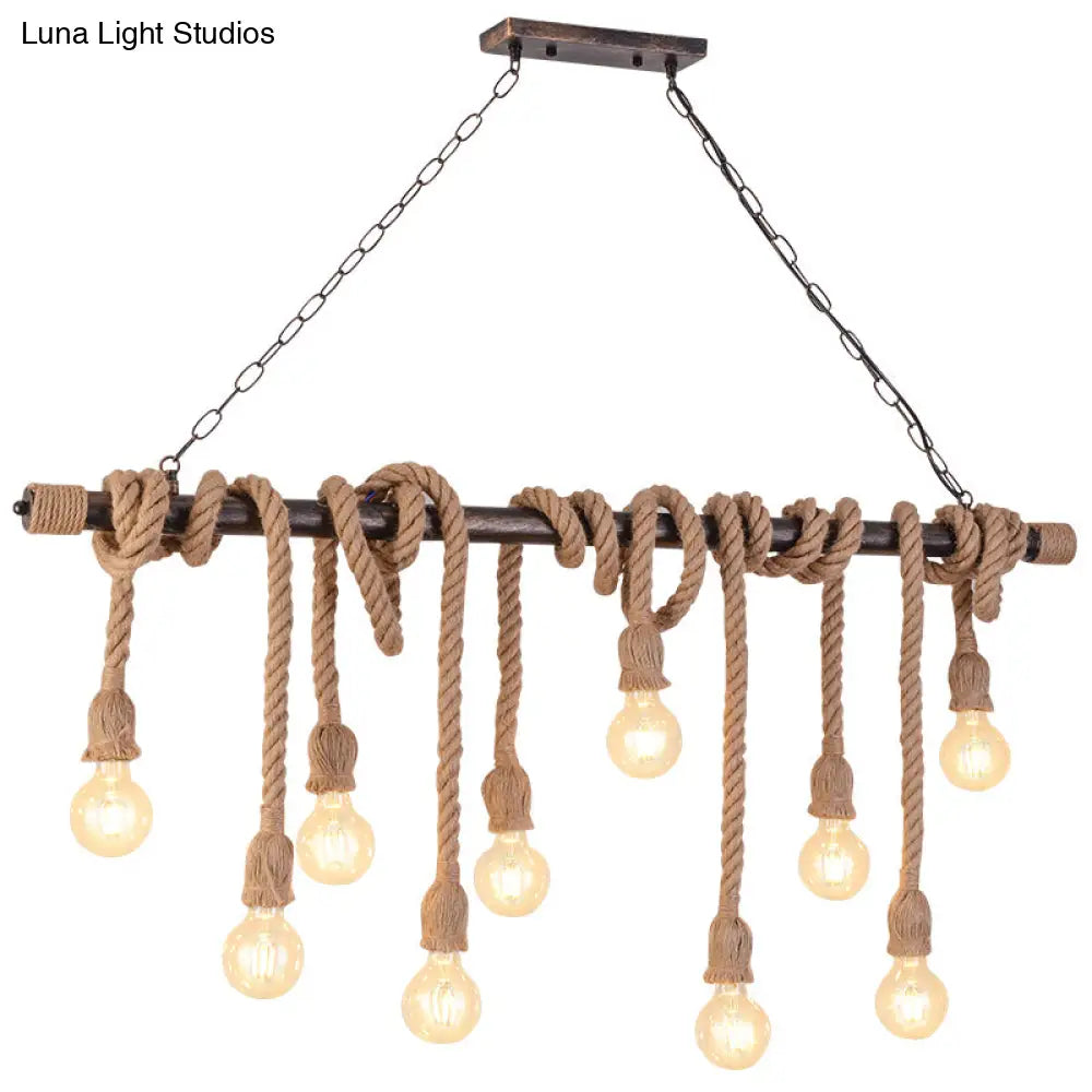 DecorBites™ Farmhouse Exposed Bulb Pendant Light with Wood Hemp Rope - Ideal for Restaurants