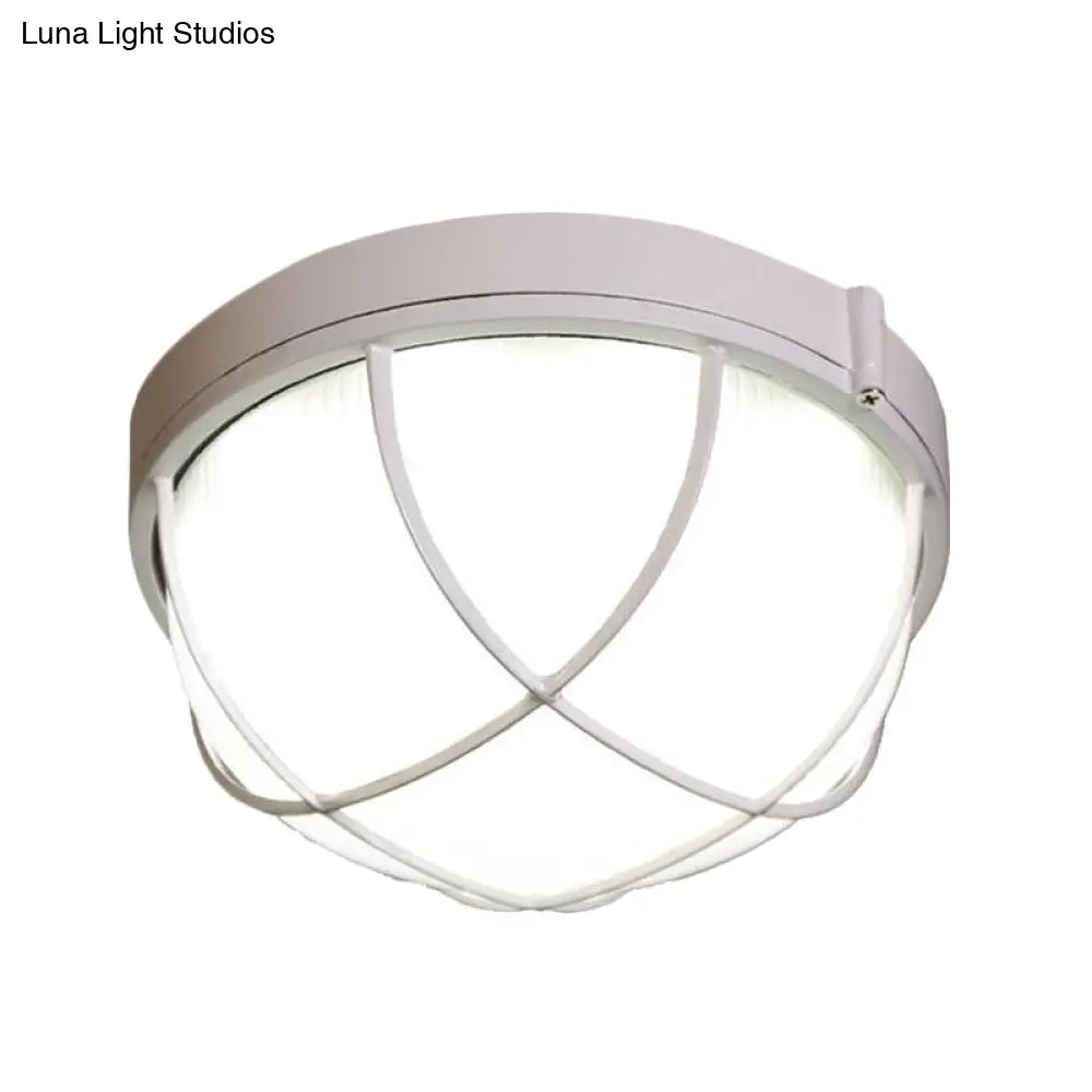 DecorBites™ DecorBites™ Farmhouse Flush Ceiling Lamp: 1-Light Dome Fixture, Frosted Glass, White/Black – Bedroom Lighting