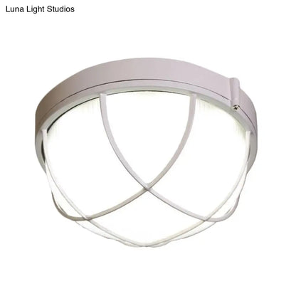 DecorBites™ DecorBites™ Farmhouse Flush Ceiling Lamp: 1-Light Dome Fixture, Frosted Glass, White/Black – Bedroom Lighting