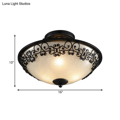 DecorBites™ DecorBites™ Farmhouse Frosted Glass Semi Flush Ceiling Light with Butterfly Embellishments - Set of 3 Bulbs