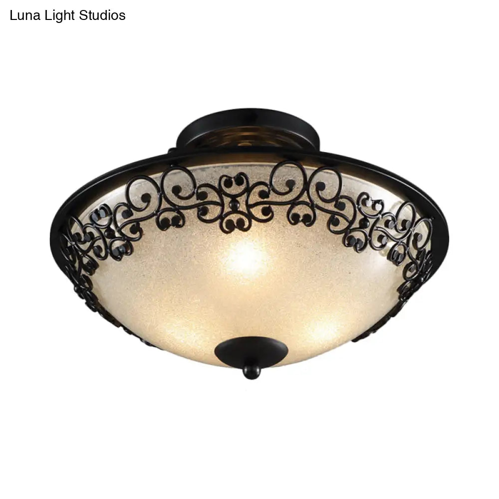 DecorBites™ DecorBites™ Farmhouse Frosted Glass Semi Flush Ceiling Light with Butterfly Embellishments - Set of 3 Bulbs