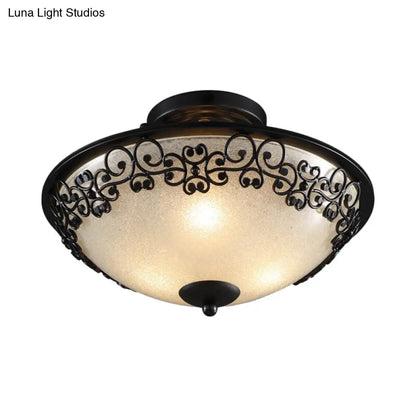 DecorBites™ DecorBites™ Farmhouse Frosted Glass Semi Flush Ceiling Light with Butterfly Embellishments - Set of 3 Bulbs