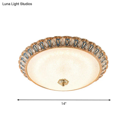 DecorBites™ DecorBites™ Farmhouse LED Flush Mounted Light with Glass Dome Shade in Gold, for Bedroom - Warm/White Light Options - Multiple Sizes Available