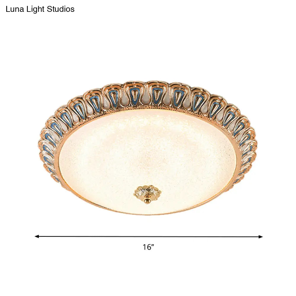 DecorBites™ DecorBites™ Farmhouse LED Flush Mounted Light with Glass Dome Shade in Gold, for Bedroom - Warm/White Light Options - Multiple Sizes Available
