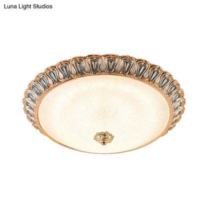 DecorBites™ DecorBites™ Farmhouse LED Flush Mounted Light with Glass Dome Shade in Gold, for Bedroom - Warm/White Light Options - Multiple Sizes Available