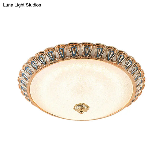 DecorBites™ DecorBites™ Farmhouse LED Flush Mounted Light with Glass Dome Shade in Gold, for Bedroom - Warm/White Light Options - Multiple Sizes Available