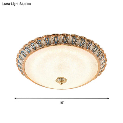 DecorBites™ DecorBites™ Farmhouse LED Flush Mounted Light with Glass Dome Shade in Gold, for Bedroom - Warm/White Light Options - Multiple Sizes Available
