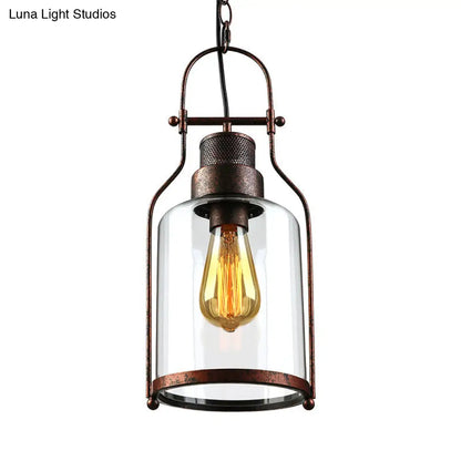 Farmhouse Mason Jar Pendant Ceiling Light with Clear Glass - Black/Rust Finish