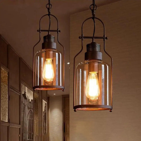 Farmhouse Mason Jar Pendant Ceiling Light with Clear Glass - Black/Rust Finish