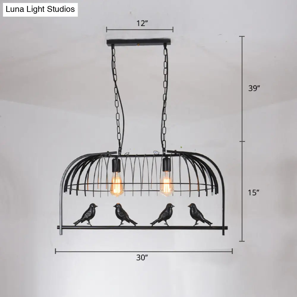 DecorBites™ Farmhouse Metal Black Finish Birdcage Kitchen Island Suspension Light Fixture