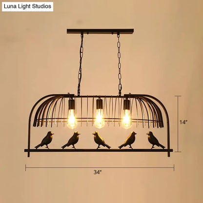 DecorBites™ Farmhouse Metal Black Finish Birdcage Kitchen Island Suspension Light Fixture