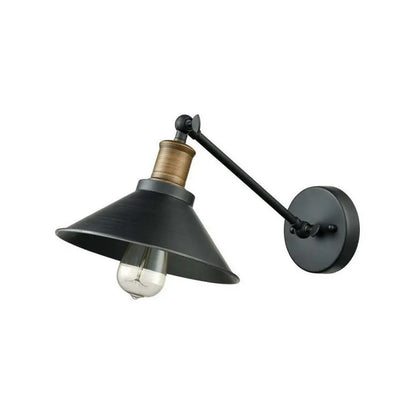 DecorBites™ Farmhouse Metal Wall Light with Cone Shade - Black/Brass Mounted Bathroom Lamp, Pivot Joint - 1/2-Light