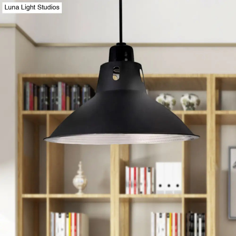 Farmhouse Metallic Black Pendant Light for Dining Tables - 14"/16" Bowl Design