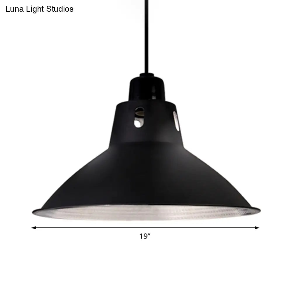 Farmhouse Metallic Black Pendant Light for Dining Tables - 14"/16" Bowl Design