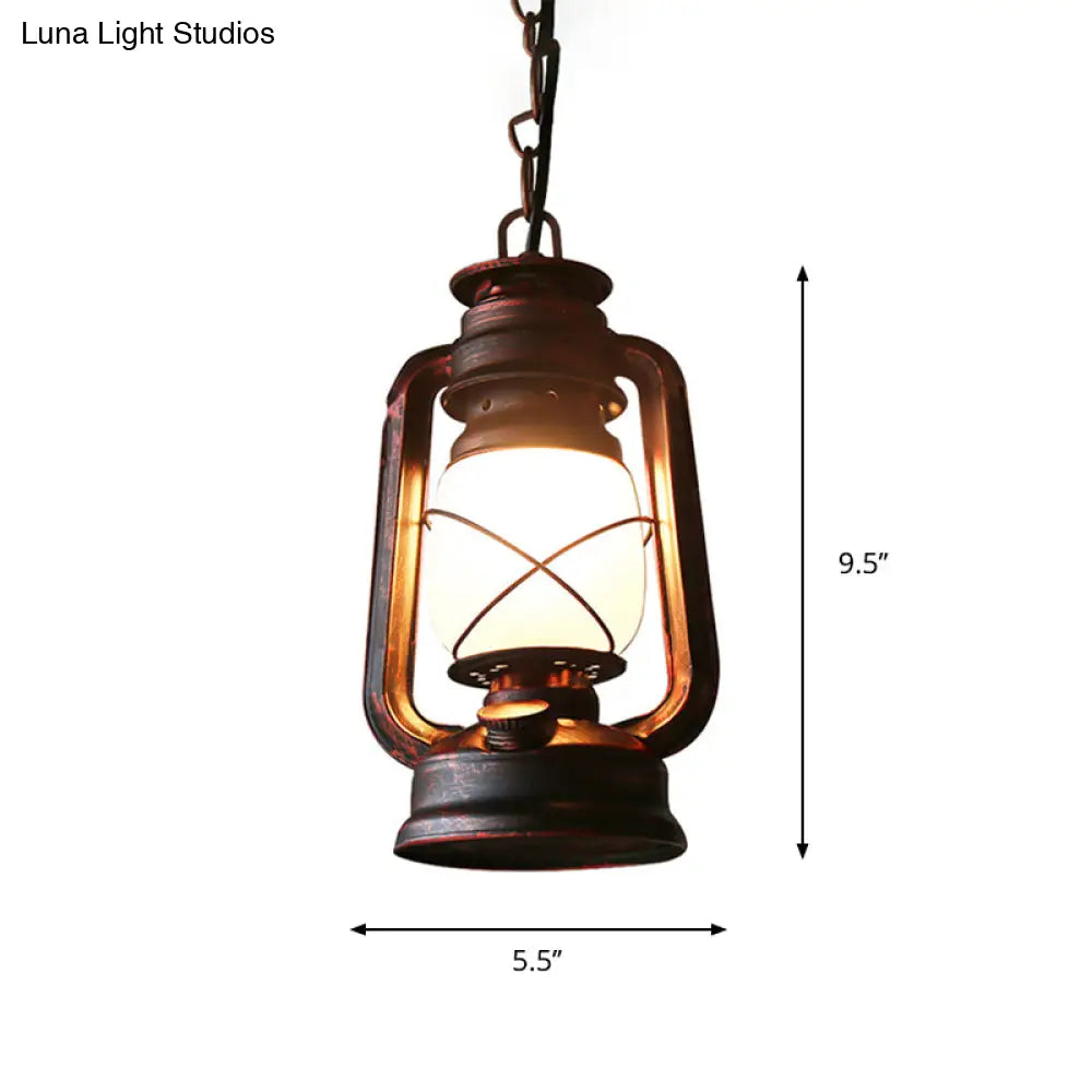 Farmhouse Milk Glass Pendant Light in Copper - 5.5"/7"/8" Wide, 1-Bulb Hanging Fixture for Dining Room