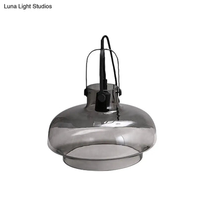 Farmhouse Pendant Light with Gripper in Black - Pot Smoke/Clear Glass, 1 Head, 3 Size Options