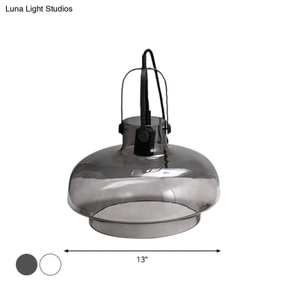 Farmhouse Pendant Light with Gripper in Black - Pot Smoke/Clear Glass, 1 Head, 3 Size Options