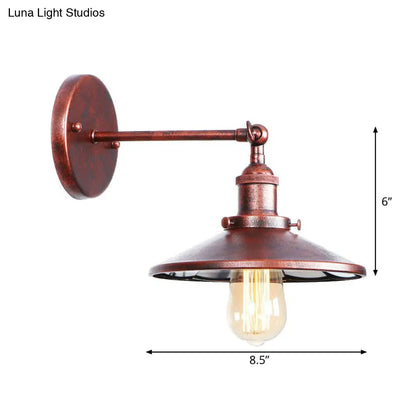 DecorBites™ Farmhouse Rust Mesh Wall Lamp with Rotating Single-Bulb: Bowl, Cone, or Horn Design - Living Room Lighting Fixture