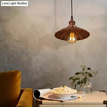 Farmhouse Scalloped Iron Pendant Light with 1 Hanging Ceiling Light - Indoor Lighting