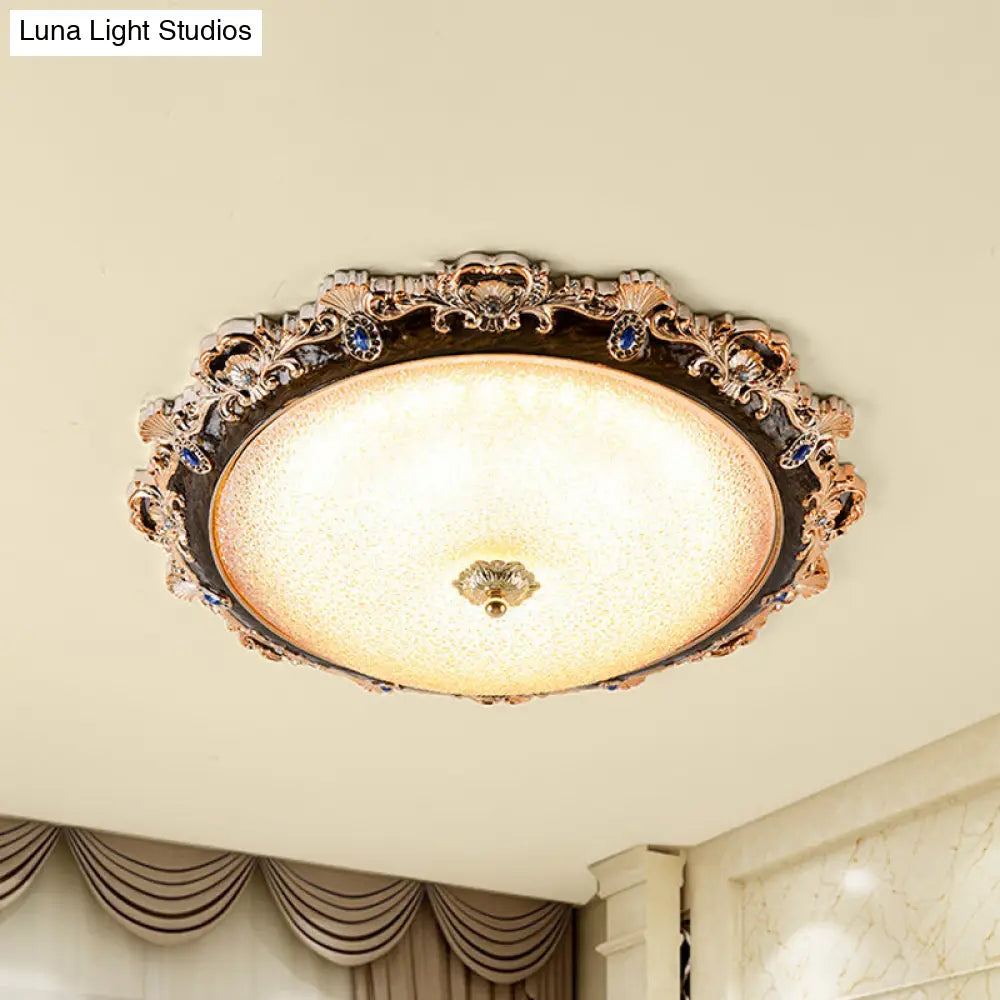 DecorBites™ DecorBites™ Farmhouse Seedy Glass Flush Lighting Fixture with Domed Shade - LED Brown Ceiling Flush in Warm/White Light (15"/16.5"/21" Width)