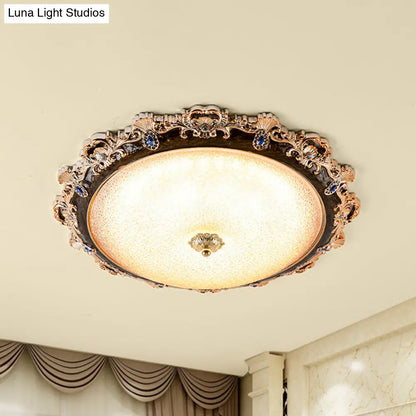 DecorBites™ DecorBites™ Farmhouse Seedy Glass Flush Lighting Fixture with Domed Shade - LED Brown Ceiling Flush in Warm/White Light (15"/16.5"/21" Width)