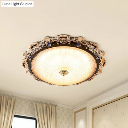 DecorBites™ DecorBites™ Farmhouse Seedy Glass Flush Lighting Fixture with Domed Shade - LED Brown Ceiling Flush in Warm/White Light (15"/16.5"/21" Width)