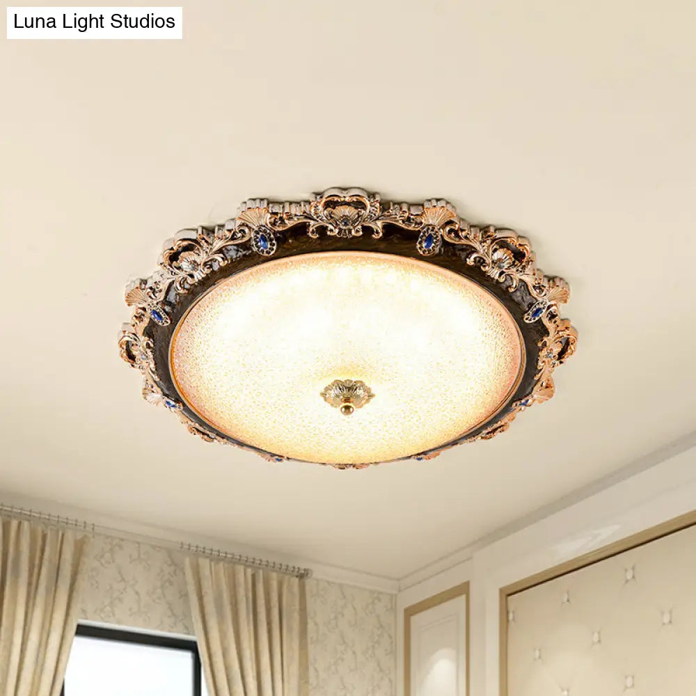 DecorBites™ DecorBites™ Farmhouse Seedy Glass Flush Lighting Fixture with Domed Shade - LED Brown Ceiling Flush in Warm/White Light (15"/16.5"/21" Width)