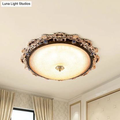 DecorBites™ DecorBites™ Farmhouse Seedy Glass Flush Lighting Fixture with Domed Shade - LED Brown Ceiling Flush in Warm/White Light (15"/16.5"/21" Width)