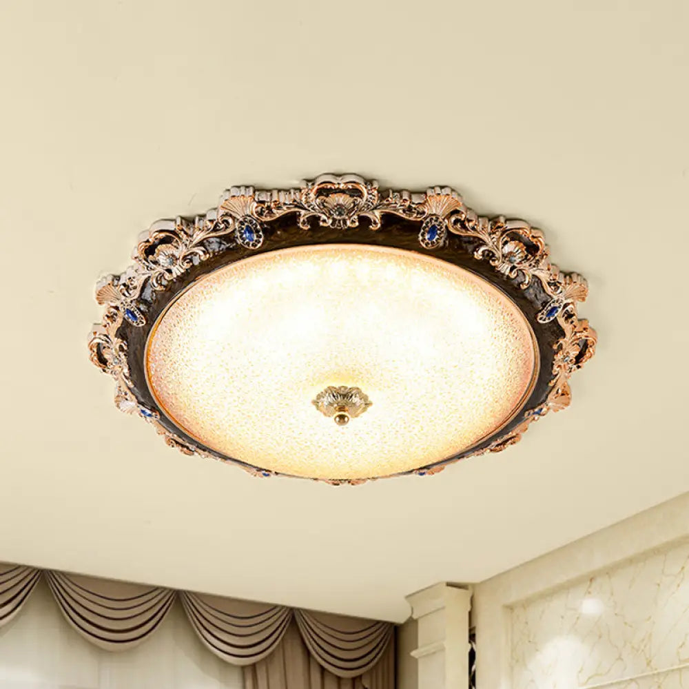 DecorBites™ DecorBites™ Farmhouse Seedy Glass Flush Lighting Fixture with Domed Shade - LED Brown Ceiling Flush in Warm/White Light (15"/16.5"/21" Width)