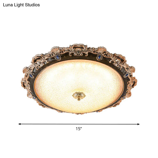 DecorBites™ DecorBites™ Farmhouse Seedy Glass Flush Lighting Fixture with Domed Shade - LED Brown Ceiling Flush in Warm/White Light (15"/16.5"/21" Width)