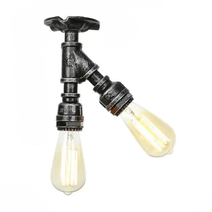 DecorBites™ DecorBites™ Farmhouse Semi Flush Mount Ceiling Light with Metal Piping, 2 Lights, Antique Brass/Silver/Bronze Finish