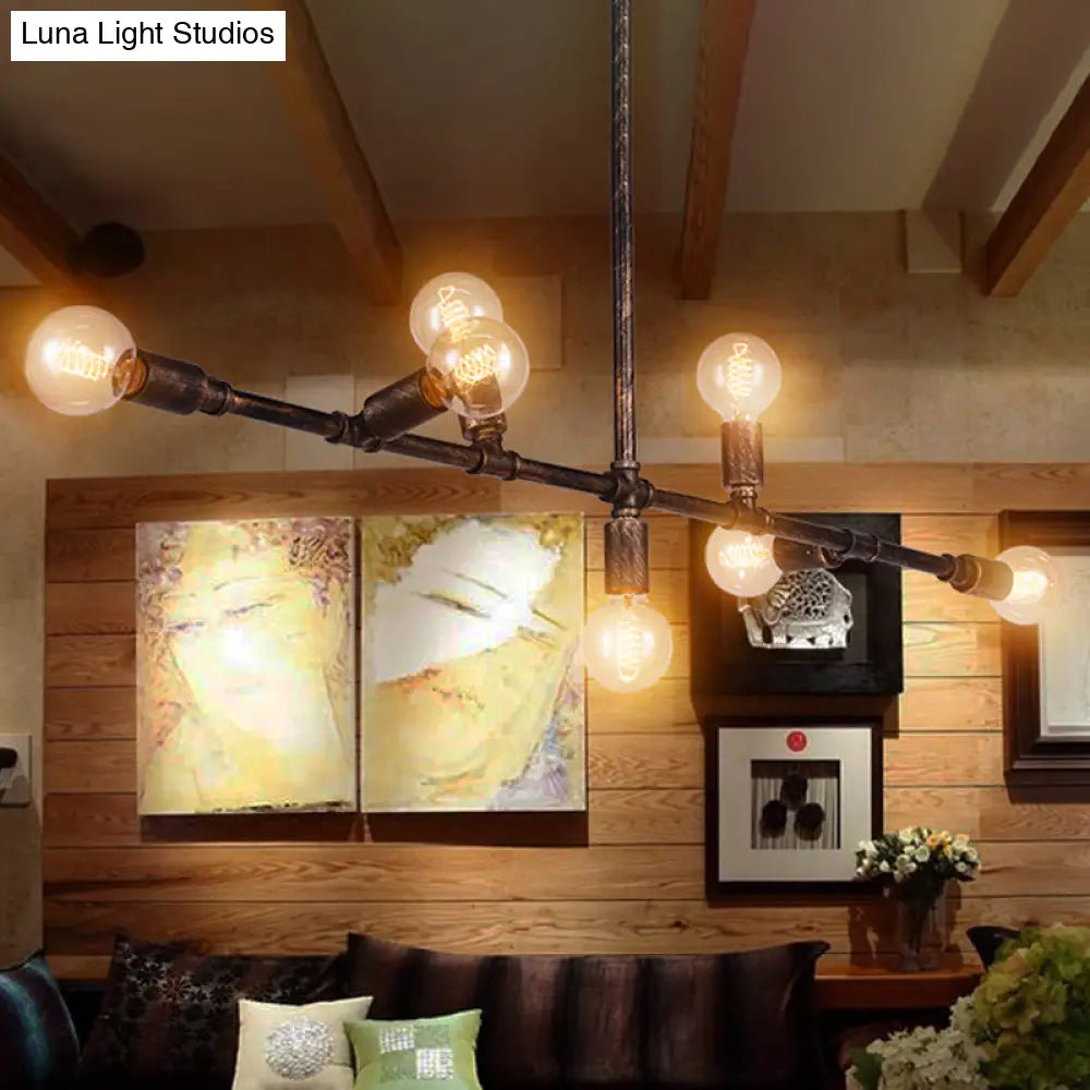 DecorBites™ Farmhouse Style Antique Bronze Island Pendant Light - 7/11 Lights Exposed, Wrought Iron Hanging Design